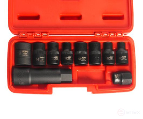 Set of special 1/2",3/8" 5-sided and RIBE 10-piece heads in a JTC case