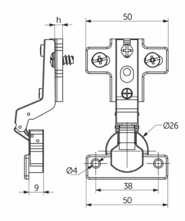 Mini inner loop with spring 38mm h0 slide-on AKS (euro screws)