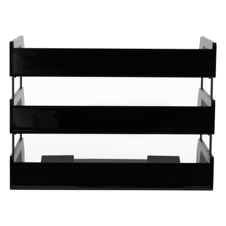 Лоток для бумаг горизонтальный СТАММ "Сити", набор 3шт., на мет. стержнях, широкая загрузка, черный