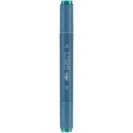 Double-sided marker for sketching Gamma "Studio", green peacock, triangular body, bullet-shaped/wedge-shaped. tips