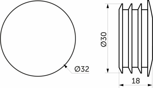 Pipe plug d32 (607A), chrome AKS