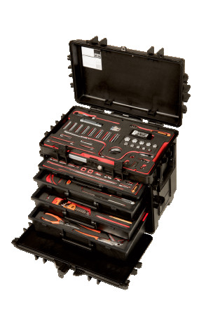 A set of general-purpose tools in a high-strength hard case, 162 items