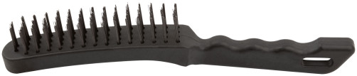 Steel brush, black plastic handle, 275 mm, 4-row