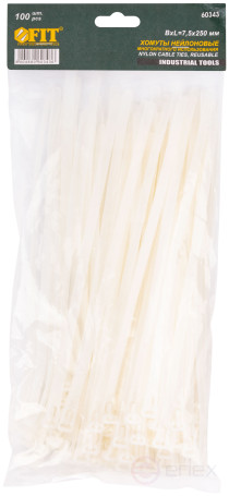 Хомуты нейлоновые многоразовые, белые д/проводов 100 шт., 250х7,5 мм