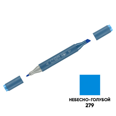 Double-sided marker for sketching Gamma "Studio", sky blue, triangular body, bullet-shaped/wedge-shaped. tips
