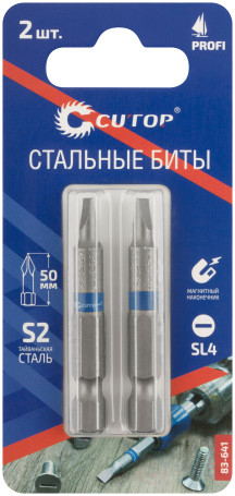 Биты стальные, 2 шт., CUTOP Profi, SL4, 50 мм