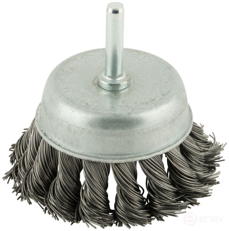 Корщетка чашечная, со шпилькой, стальная витая проволока 65 мм