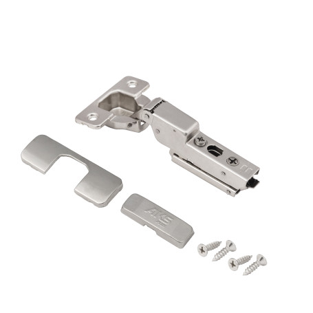 Петля полунакладная с доводчиком 45мм h0 clip-on AKS PLUS 3D узкая (саморезы, заглушки)