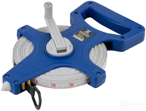 Geodetic tape measure, open case, fiberglass tape 50 m