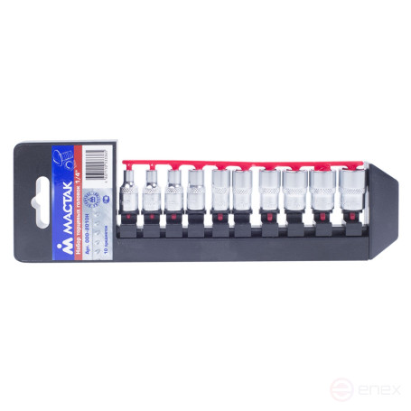 Набор торцевых головок 1/4", 4-13 мм, 10 предметов МАСТАК 000-2010H