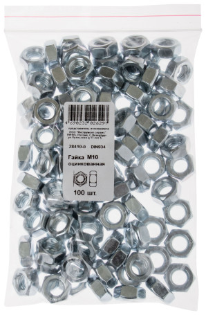 Гайка оцинкованная М10 100 шт DIN 934 фасовка