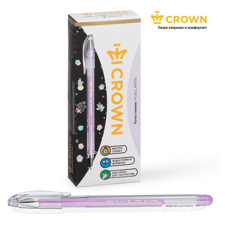 Gel pen Crown "Hi-Jell Pastel" purple pastel, 0.8mm