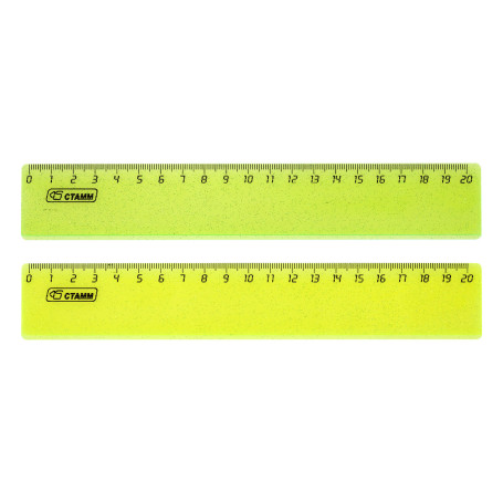 Ruler 20cm STAMM "Neon Crystal", wide, plastic, with sequins, assorted