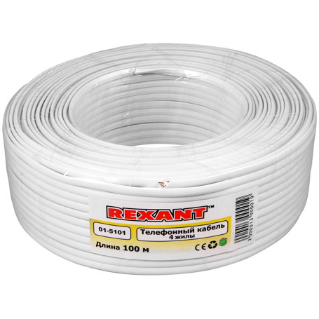 REXANT Telephone cable STLP 4 cores Cu, White, 100 m