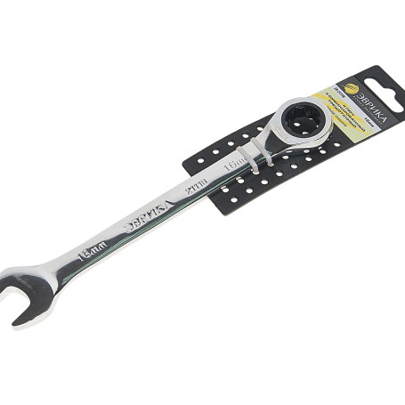 Ключ комбинированный 16мм ER-21116H трещоточный (на держателе) ЭВРИКА /1/5/120