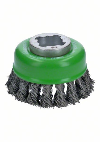 Cup brush with X-LOCK 75 stainless steel wire bundles 75 mm, 0.5 mm, X-LOCK