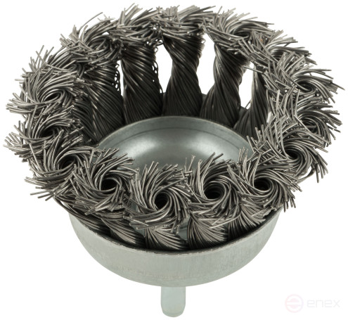 Cup plate, with stud, 65 mm twisted steel wire
