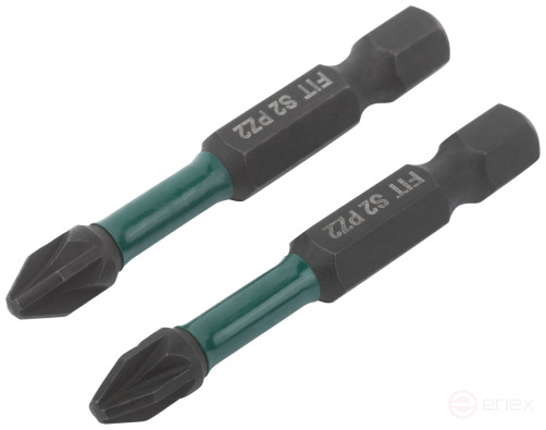 Биты кованые ударные, сталь S2, односторонние 50 мм PZ2, Профи 2 шт., блистер