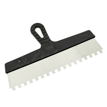 Шпатель зубчатый нержавеющий 350 мм, зуб 10х10 мм, ЧЕГЛОК (38)