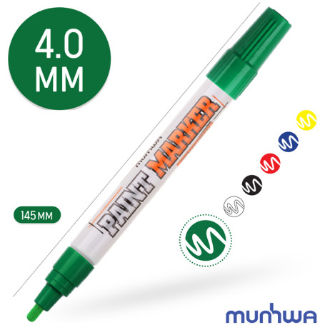 Marker paint MunHwa "Industrial" green, 4mm, nitro base, for industrial use