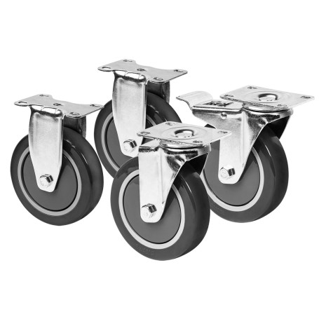 PVC wheels 5x1.25", set of 4 pcs (2 turn, 2 non-turn.), brake, Custom PRO