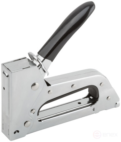Stapler for narrow staples "type 53" / "type 53F", 6-10 mm, spring mechanism, metal housing