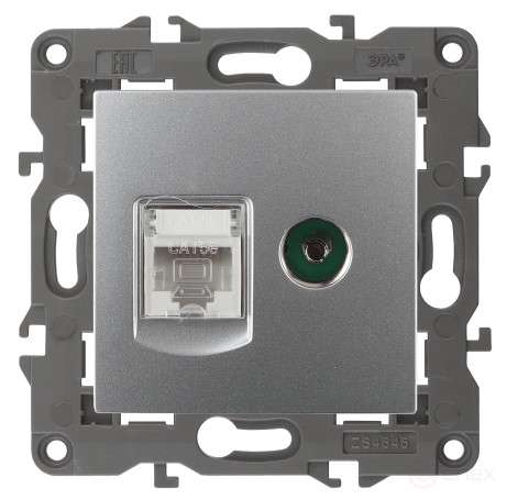 Розетка ЭРА Elegance 14-3110-03 RJ45+TV IP20 алюминий
