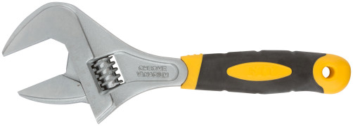 Adjustable wrench "Grand", CrV, narrow lips, scale, enlarged. grip, rubberized. handle 250 mm (52 mm)