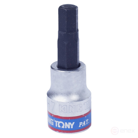 Насадка (бита) торцевая 3/8", Hex, 7 мм, L = 50 мм KING TONY 302507
