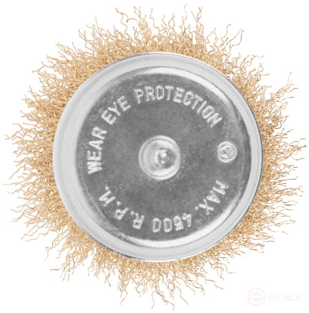 Щетка для дрели, тип "Чашка", латун. витая проволока 0,3 мм, 75 мм, блистер, CUTOP Profi