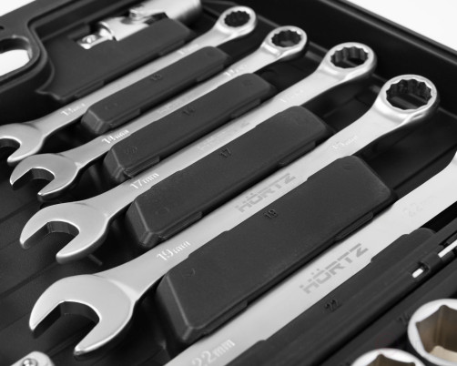 Набор инструментов 82 предмета 1/2" & 1/4", CRV, профессиональный в кейсе HORTZ 1187698