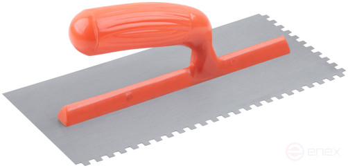 Гладилка стальная с пластиковой ручкой, 280х130 мм зубчатая, зуб 6х6 мм