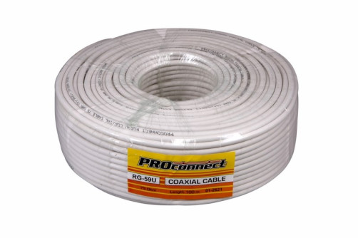 ProConnect RG-59U coaxial cable, 75 ohms, CCS/Al/Al, 48%, 100 m bay, white