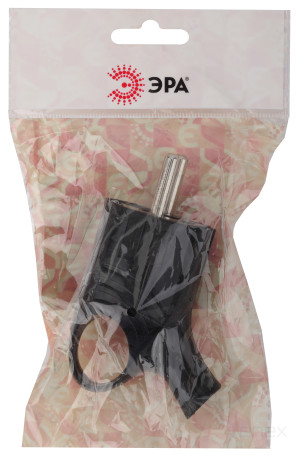 Вилка ЭРА Vx4-B с заземлением угловая с кольцом 16A черная