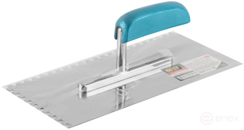 Stainless steel ironer with wooden handle, 280x130 mm toothed, tooth 6x6 mm