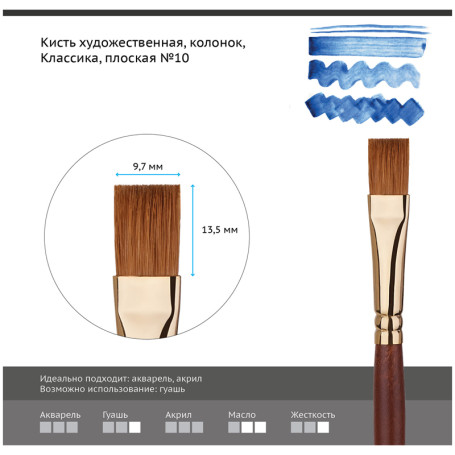 Brush artistic column Gamma "Classic", flat No.10