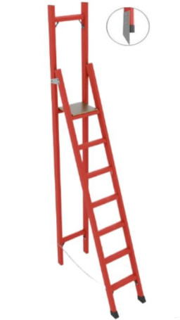 SVD-1,8TM with vertical support dielectric fiberglass stepladder, Telecom, metal end caps (Soft ground), h=2700mm, h working area=1800mm, steps.7