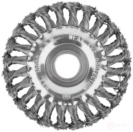 Щетка для УШМ, посадка 22,2 мм, тип "Плоская", крученая проволока 0,5 мм, 125 мм, блистер, CUTOP Profi