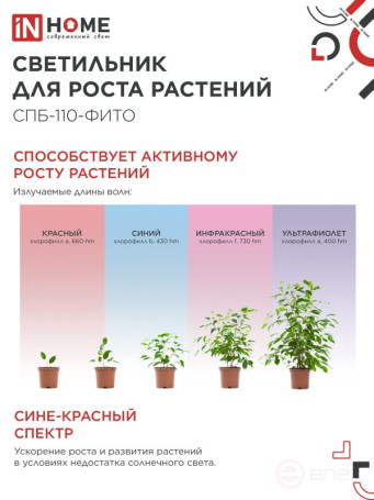 Светильник светодиодный СПБ-110 STD-ФИТО красно-синий спектр 40Вт 1200мм IP40 IN HOME