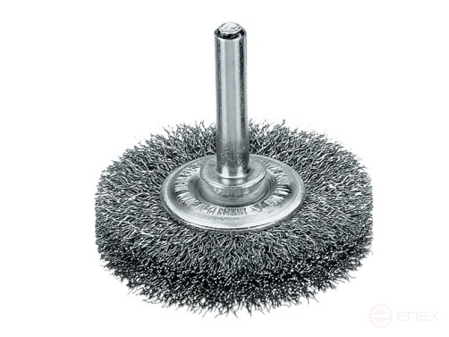 Щетка цилиндрическая гофрированная, Д80*13 мм, хвостовик 6 мм, стальная гофрированная проволока STA 0,20 мм