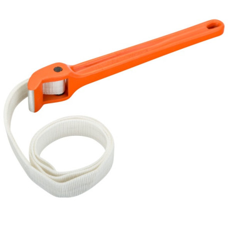 Special pipe wrench with a diameter of 220 mm with a nylon strap and a 300 mm steel handle