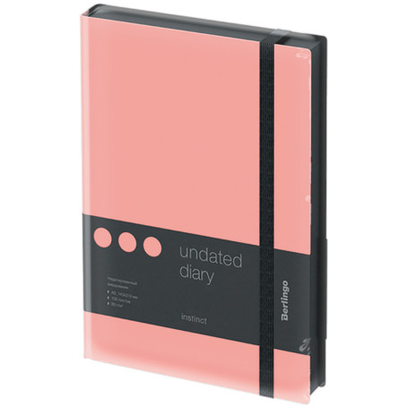 Undated diary, A5, 136 l., leatherette, Berlingo "Instinct", black/flamingo, with elastic band