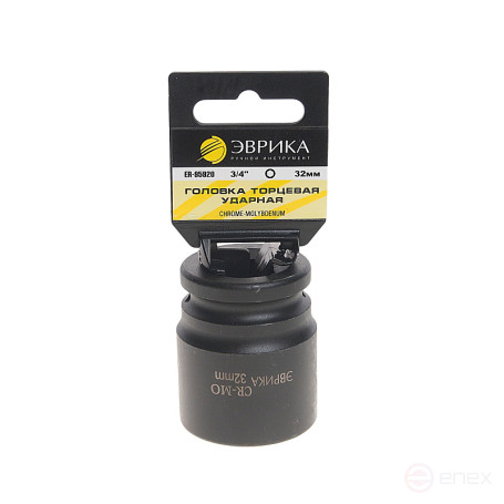 Головка торцевая 32мм 3/4" 6-гранная ударная L=50мм (с держателем) ЭВРИКА ER-95920H 1/24