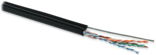 UUTP4-C5E-S24-2SW-OUT-PE-BK-500 (500 m) Twisted pair cable U/UTP, cat.5e, 4 pairs (24 AWG), single-core (solid), with usil. metal.cable, external, PE, -40°C-+60°C, black- Warranty: 15 years component