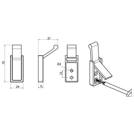 Hook metal one-horn metal KLICK white AKS