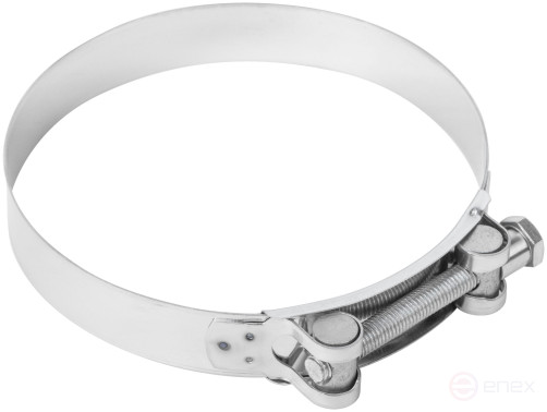 The clamp is a crimping power hinge, stainless steel.steel 149-161 mm