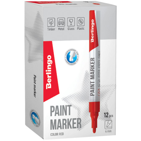 Marker paint Berlingo "Uniline PA400" red, 2-4 mm, nitro base