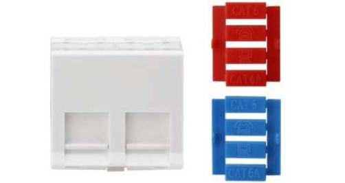 SIP3A-2K-M45-45 Corner insert 45x45 (analog Mosaic) for 2 modules Keystone Jack, with blinds
