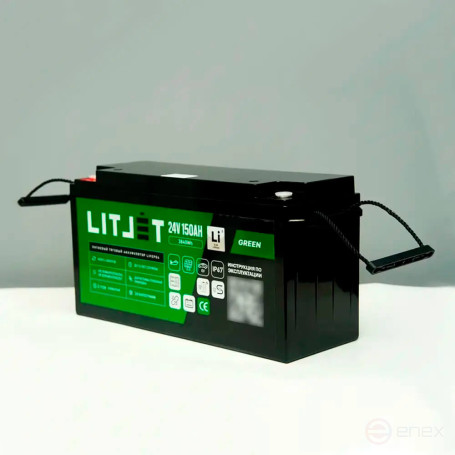 Литиевый аккумулятор тяговый ЛИТДЖЕТ GREEN LiFePO4 24V 150Ah 3840Wh с Bluetooth IP67 BMS 150A