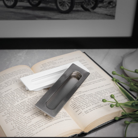 Handle meb. mortise met. ENTRO 128 white, AKS